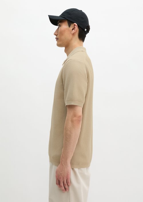 Regular knit polo shirt — Light Oat