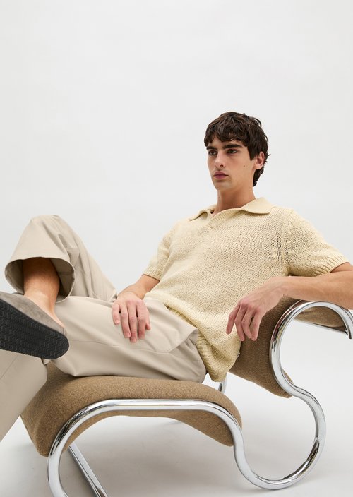 Regular short-sleeved sweater — Chalky Sand