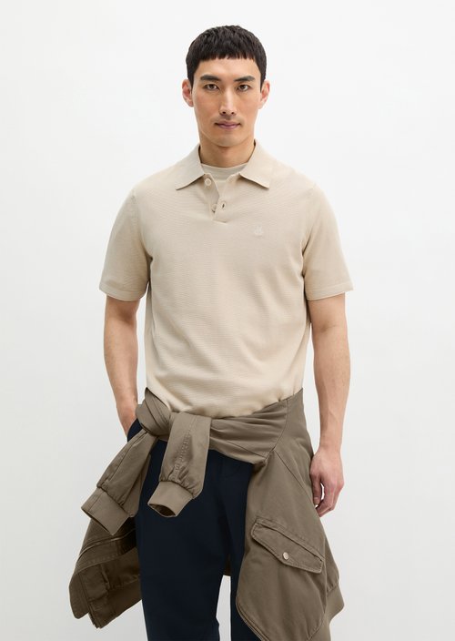 Regular knit polo shirt — Light Oat