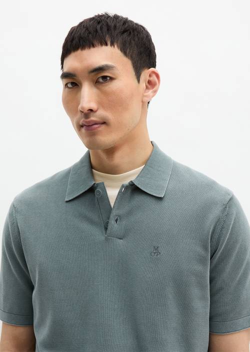 Regular knit polo shirt Skipping Stone in front view