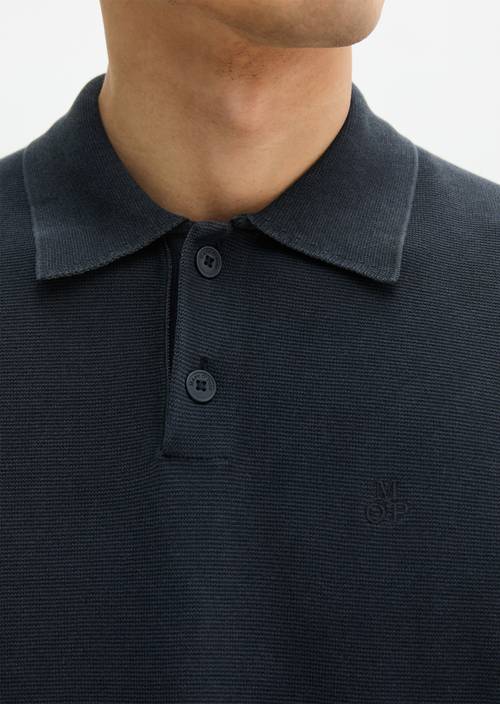 Regular knit polo shirt Dark Navy in detail view
