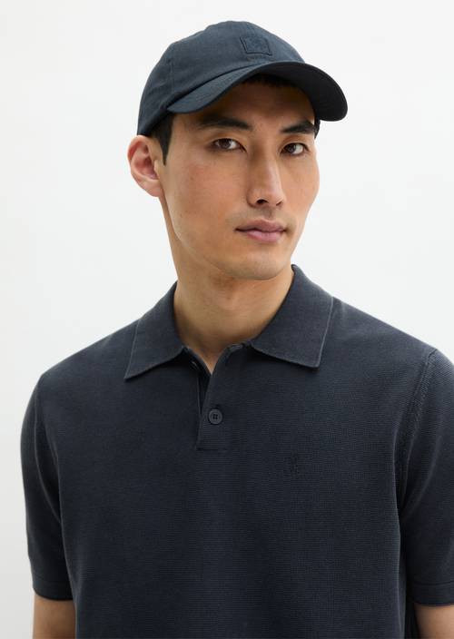 Regular knit polo shirt Dark Navy in front view