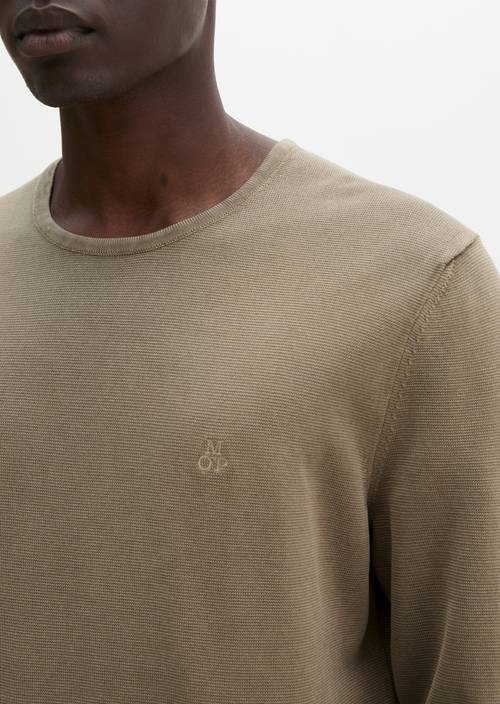 Feinstrick-Pullover regular Frozen Taupe in Detailansicht