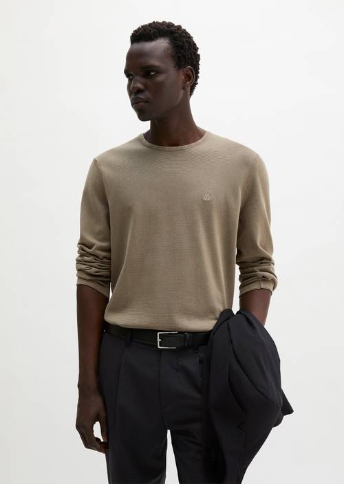 Feinstrick-Pullover regular Frozen Taupe in Frontalansicht