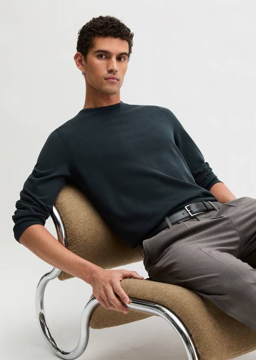 Feinstrick-Pullover regular Dark Navy in Frontalansicht