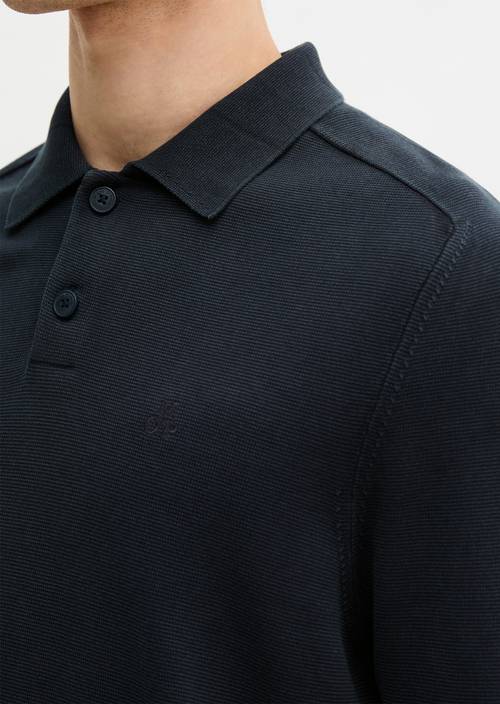 Polo en tricot régulier Dark Navy en vue détaillée