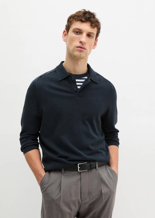 Polo en tricot régulier Dark Navy en vue de face