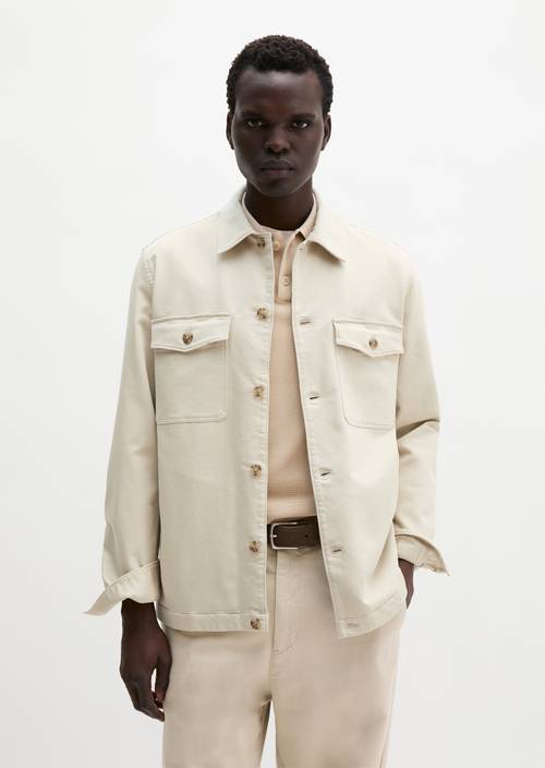 Sateen-Overshirt Light Oat in Frontalansicht