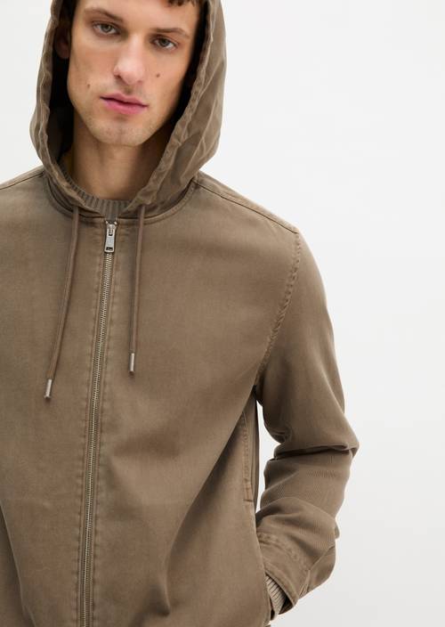 Hooded overshirt Frozen Taupe in detail view