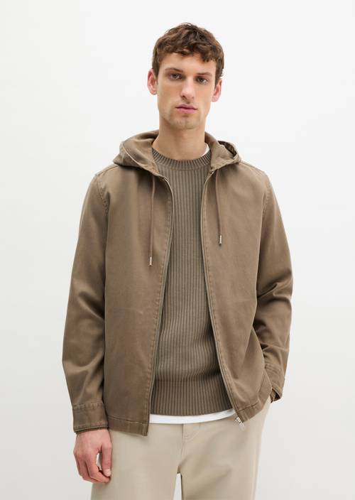 Hooded overshirt Frozen Taupe in front view
