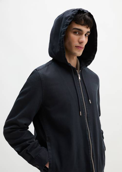 Hooded overshirt Dark Navy in detail view