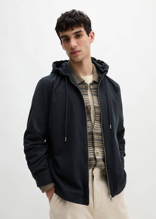 Hooded overshirt Dark Navy in front view