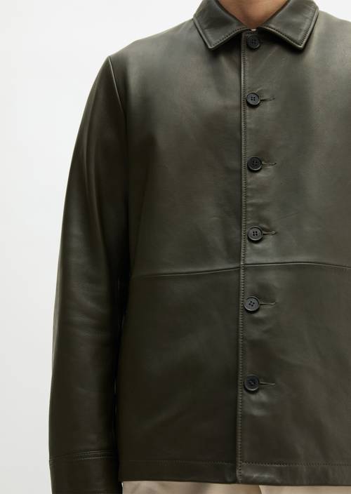 Lederjacke regular Dark Nickle in Detailansicht