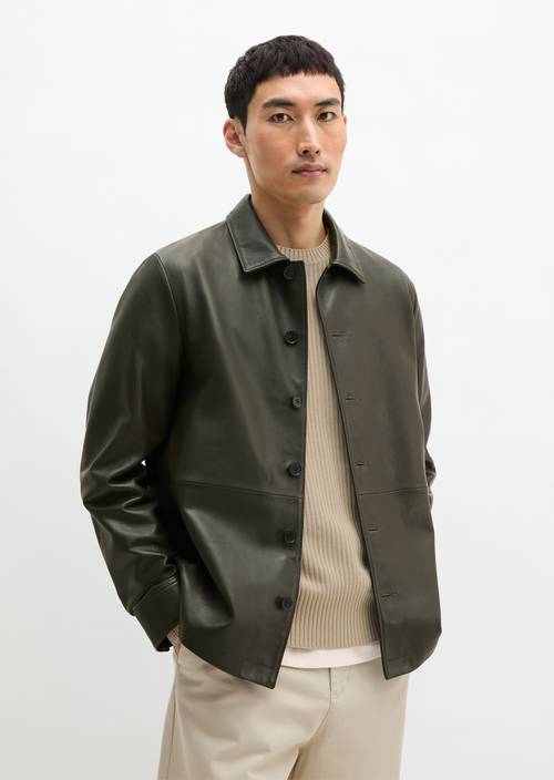 Lederjacke regular Dark Nickle in Frontalansicht