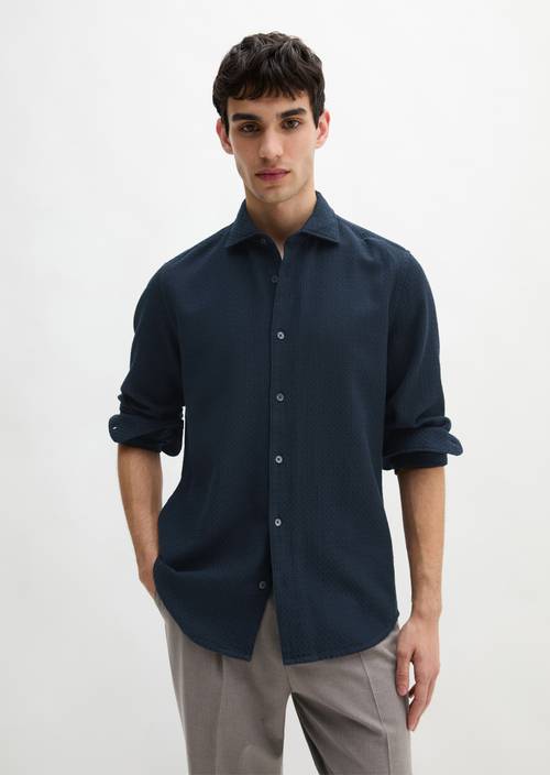 Camicia a forma di dobby Dark Navy in vista frontale