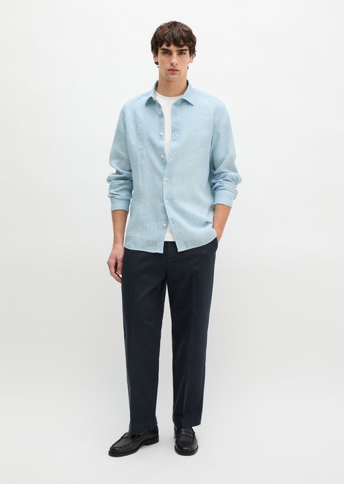 Linen shirt regular — Bright Blue