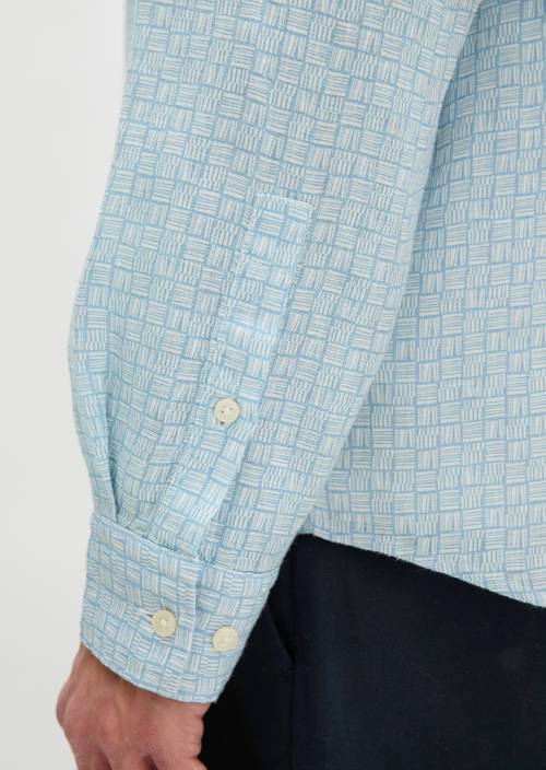 Koszula lniana regular Bright Blue w widoku szczegółowym