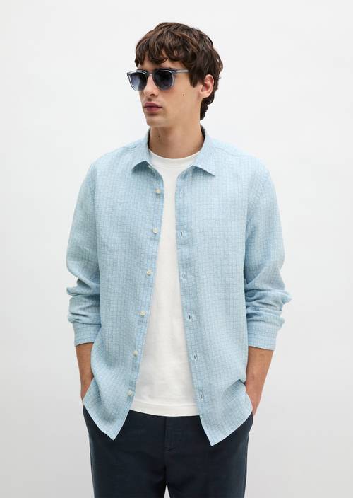 Koszula lniana regular Bright Blue w widoku z przodu