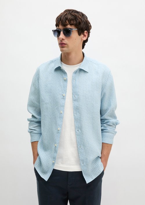Linen shirt regular — Bright Blue