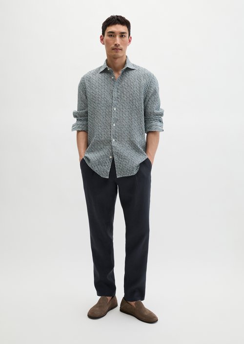 Linen shirt regular — Bright Blue
