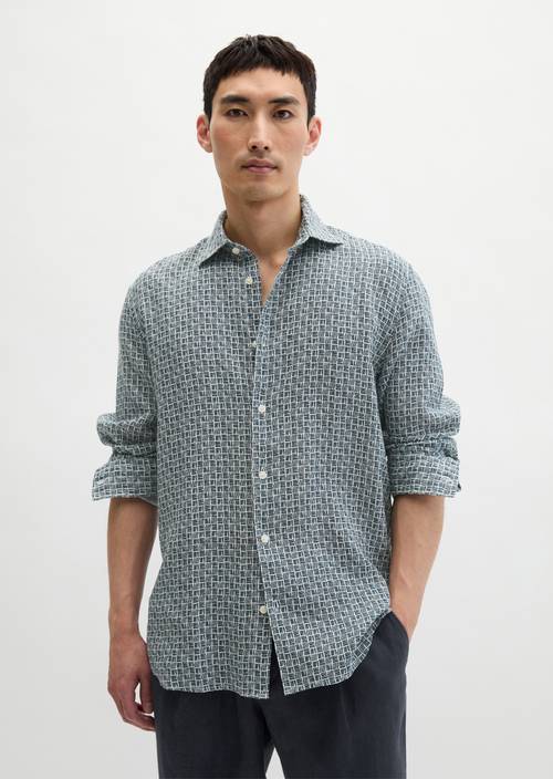 Koszula lniana regular Bright Blue w widoku z przodu