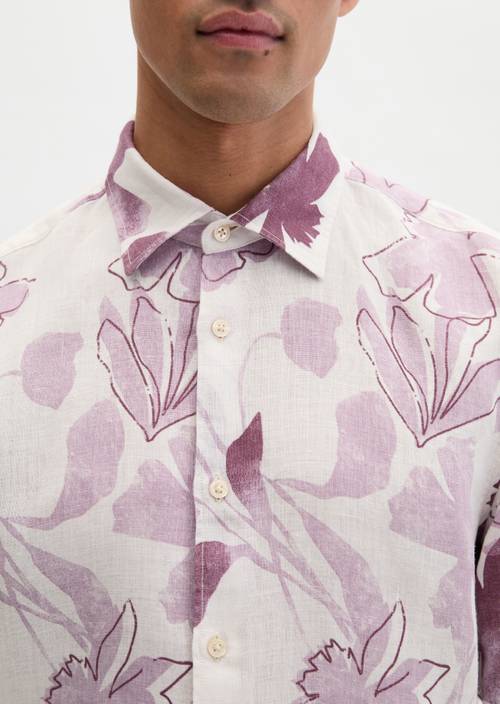 Koszula lniana regular Light Red w widoku szczegółowym