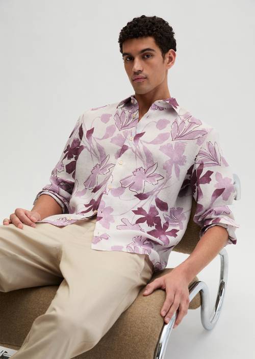 Koszula lniana regular Light Red w widoku z przodu