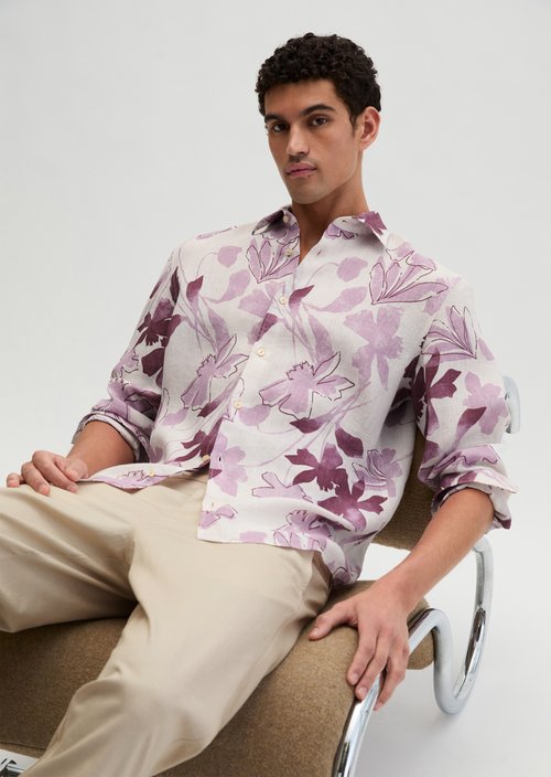 Linen shirt regular — Light Red