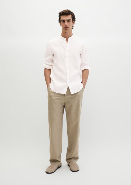 Regular stand-up collar shirt — White