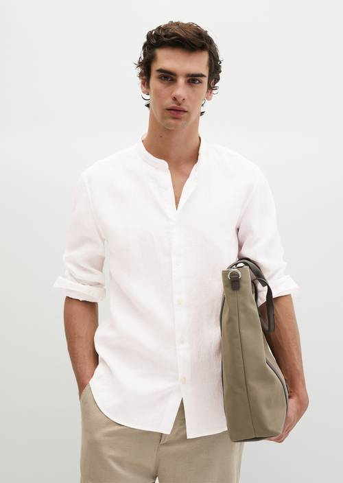 Stehkragen-Hemd regular White in Frontalansicht