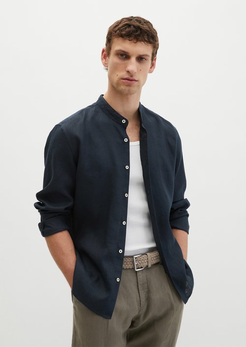 Regular stand-up collar shirt — Dark Navy