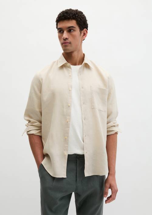 Kent collar shirt regular Light Oat in front view