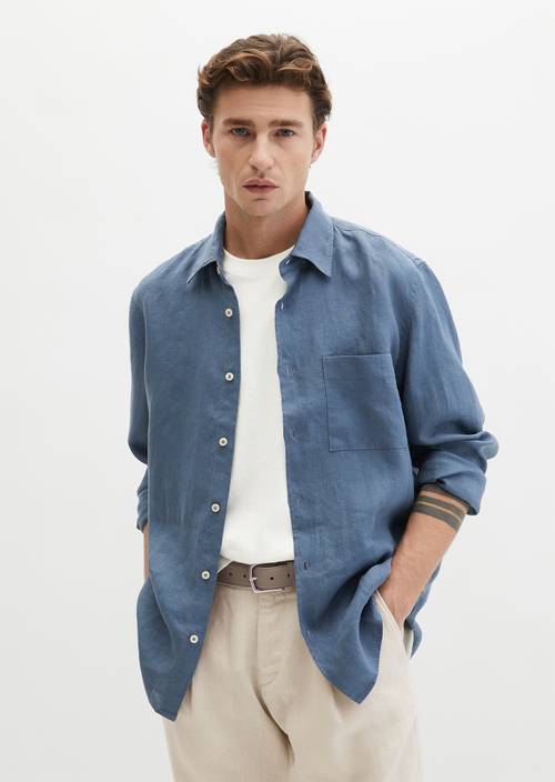 Kent collar shirt regular Stormy Blue in front view