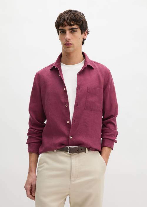 Kent collar shirt regular Acai Red in front view