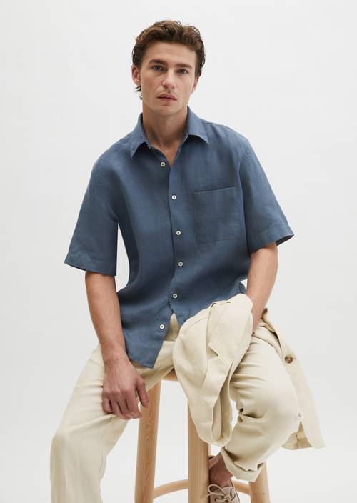Chemise à manches courtes regular Stormy Blue en vue de face