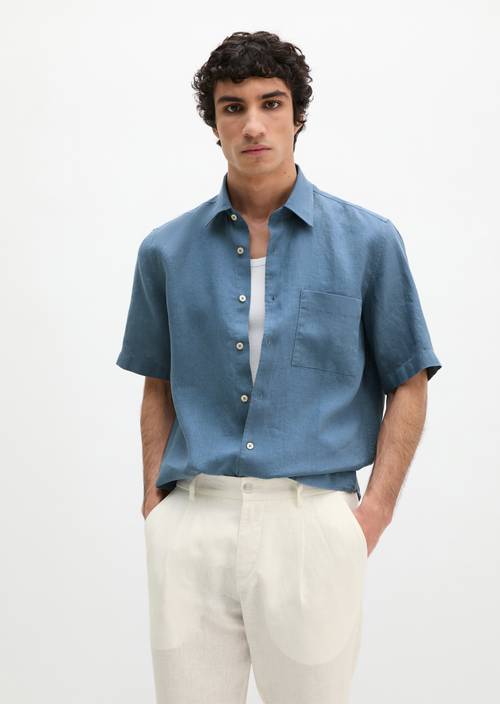 Chemise à manches courtes regular Provincial Blue en vue de face