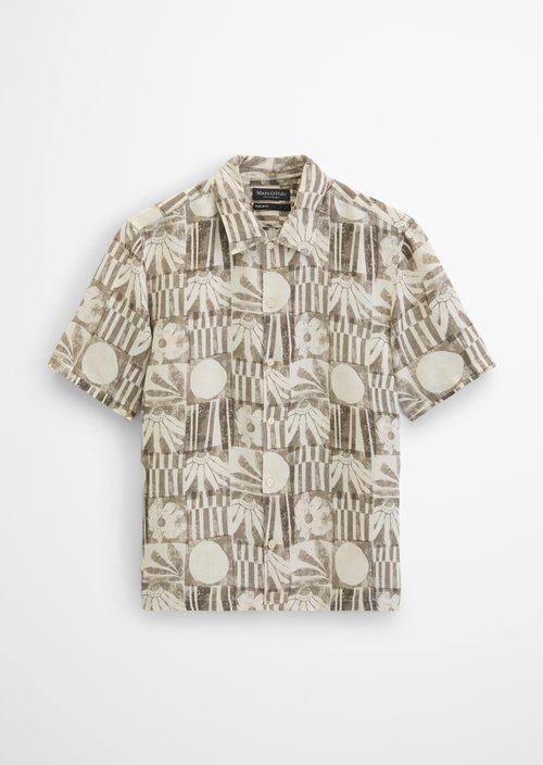 Regular short-sleeved linen shirt — Light Brown