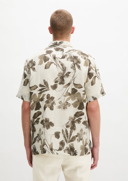 Regular short-sleeved linen shirt — Light Brown (alternate view)