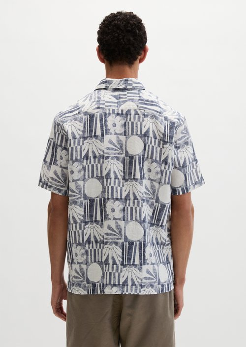 Regular short-sleeved linen shirt — Bright Blue (alternate view)