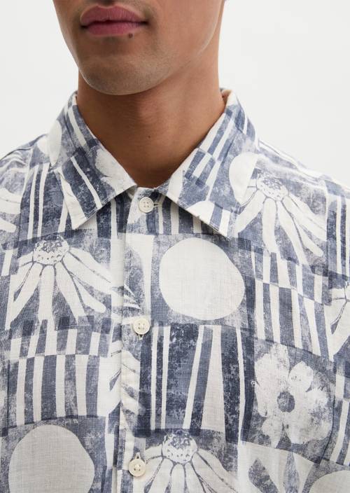 Lniana koszula z krótkim rękawem Bright Blue w widoku szczegółowym