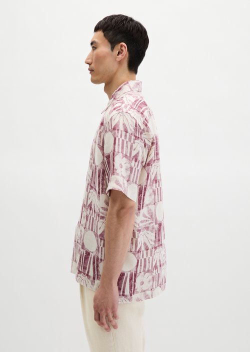 Regular short-sleeved linen shirt — Light Red