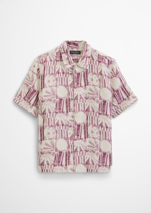Regular short-sleeved linen shirt — Light Red