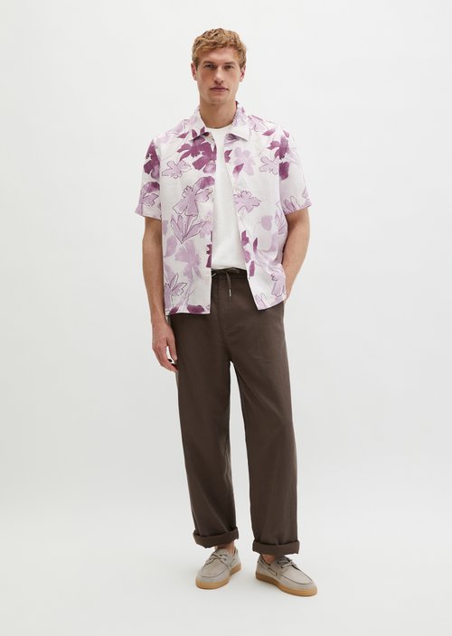 Regular short-sleeved linen shirt — Light Red