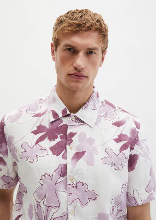 Lniana koszula z krótkim rękawem Light Red w widoku szczegółowym