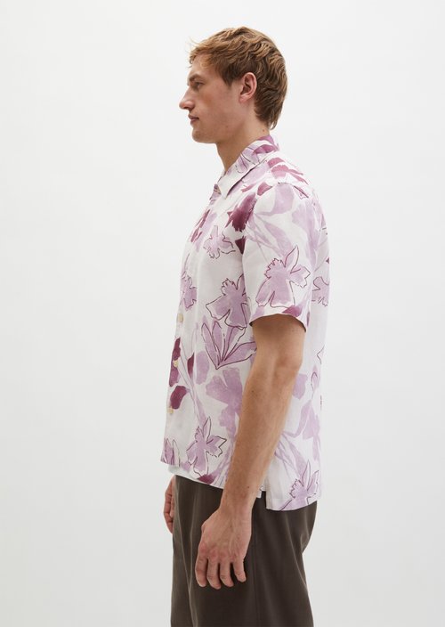 Regular short-sleeved linen shirt — Light Red