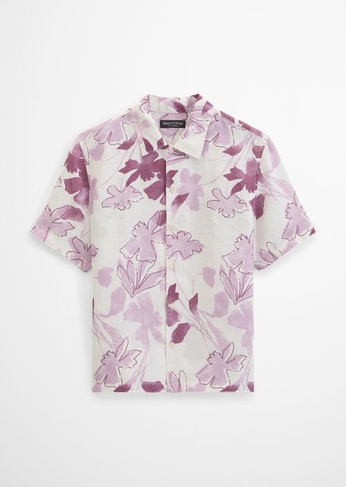 Regular short-sleeved linen shirt — Light Red