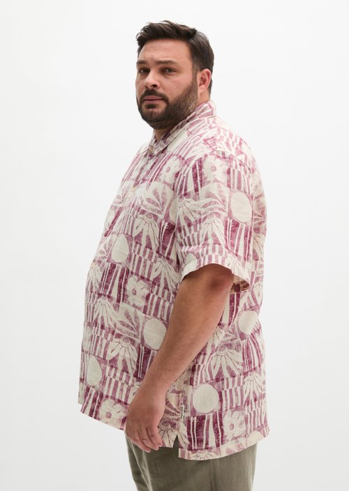 Regular short-sleeved linen shirt — Light Red