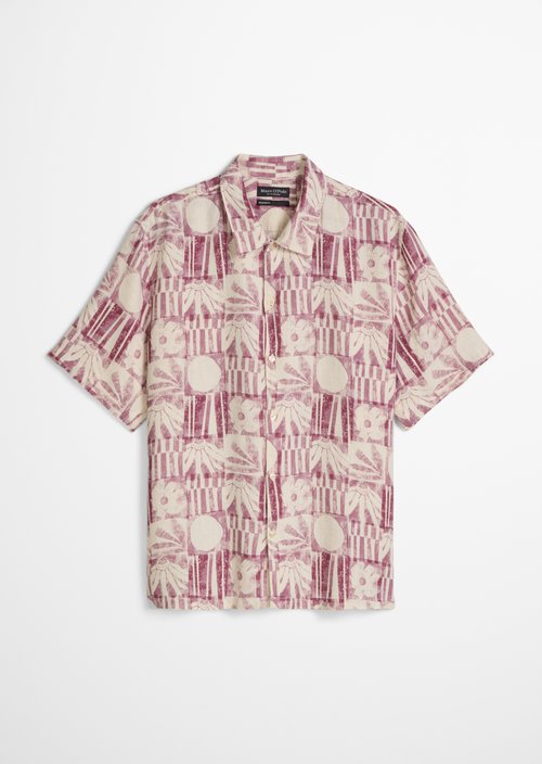 Regular short-sleeved linen shirt — Light Red