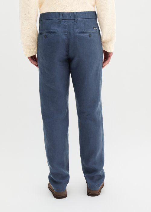 Linen pants model Osby jogger pleats — Faded Blue