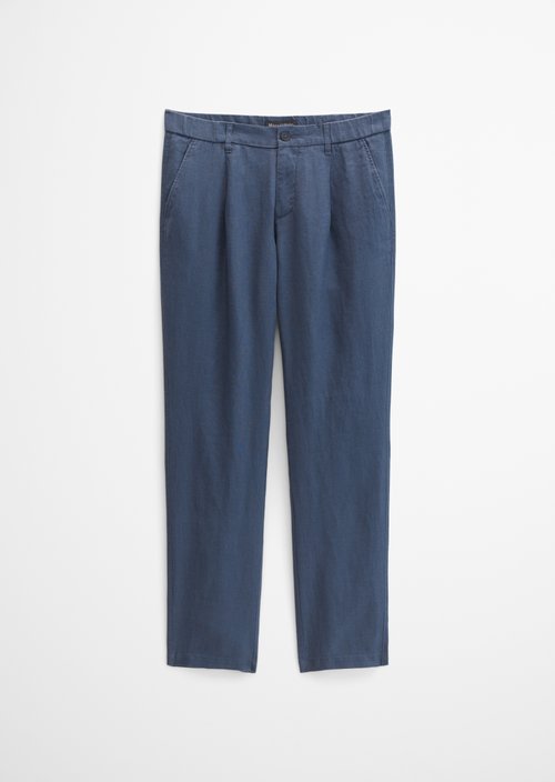 Linen pants model Osby jogger pleats — Faded Blue